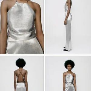 NWOT Zara silver halter top